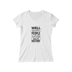 WELL-BEHAVED PEOPLE <br>baby rib short sleeve <br>V-neck tee