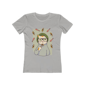 HIPSTER CAT <br>WITH SUSHI <br>boyfriend tee