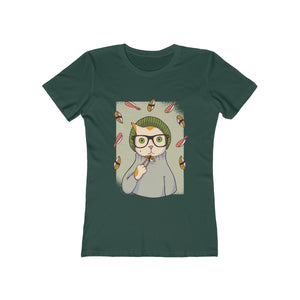 HIPSTER CAT <br>WITH SUSHI <br>boyfriend tee