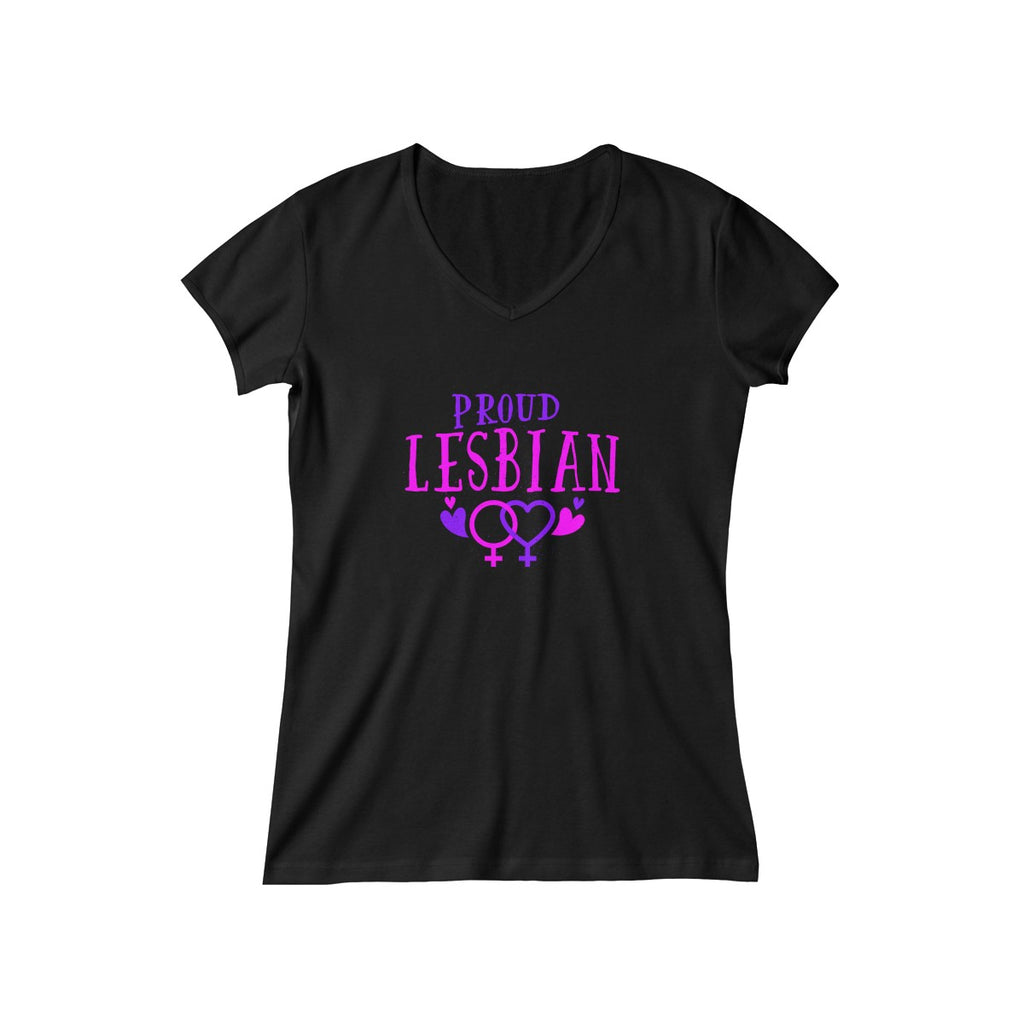 PROUD LESBIAN <br>baby rib short sleeve <br>V-neck tee