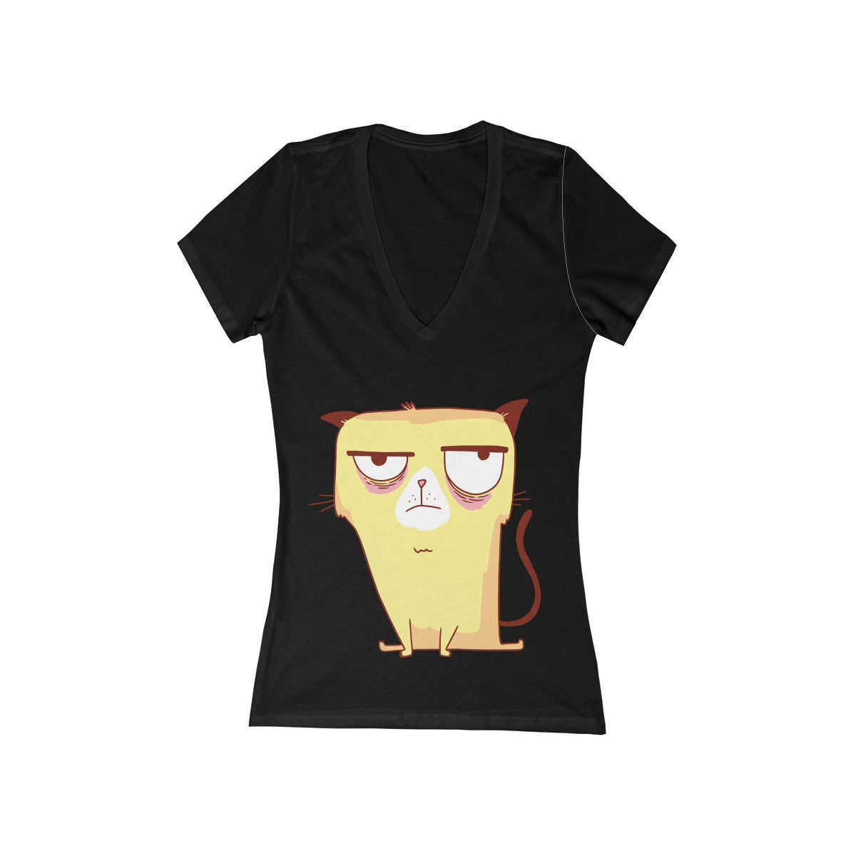 GRUMPY GATO <br>women's jersey <br>short sleeve <br>deep V-neck tee