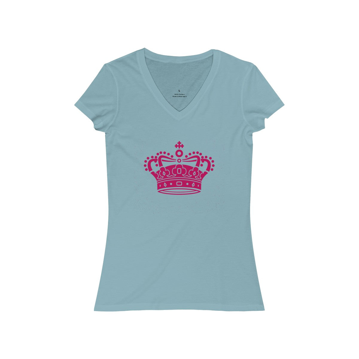 PINK CROWN <br>women's jersey <br>short sleeve <br>V-neck tee