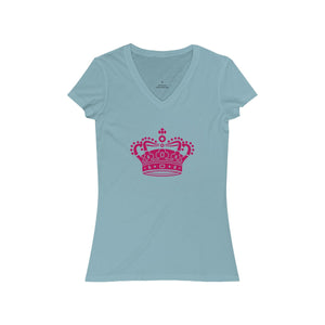 PINK CROWN <br>women's jersey <br>short sleeve <br>V-neck tee