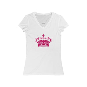 PINK CROWN <br>women's jersey <br>short sleeve <br>V-neck tee