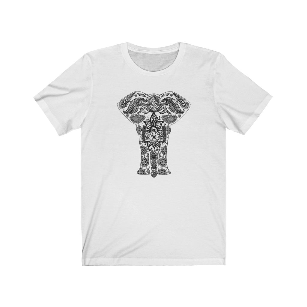 ELEPHANT MANDALA 2 <br>unisex \tee (wht)