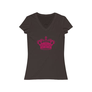 PINK CROWN <br>women's jersey <br>short sleeve <br>V-neck tee