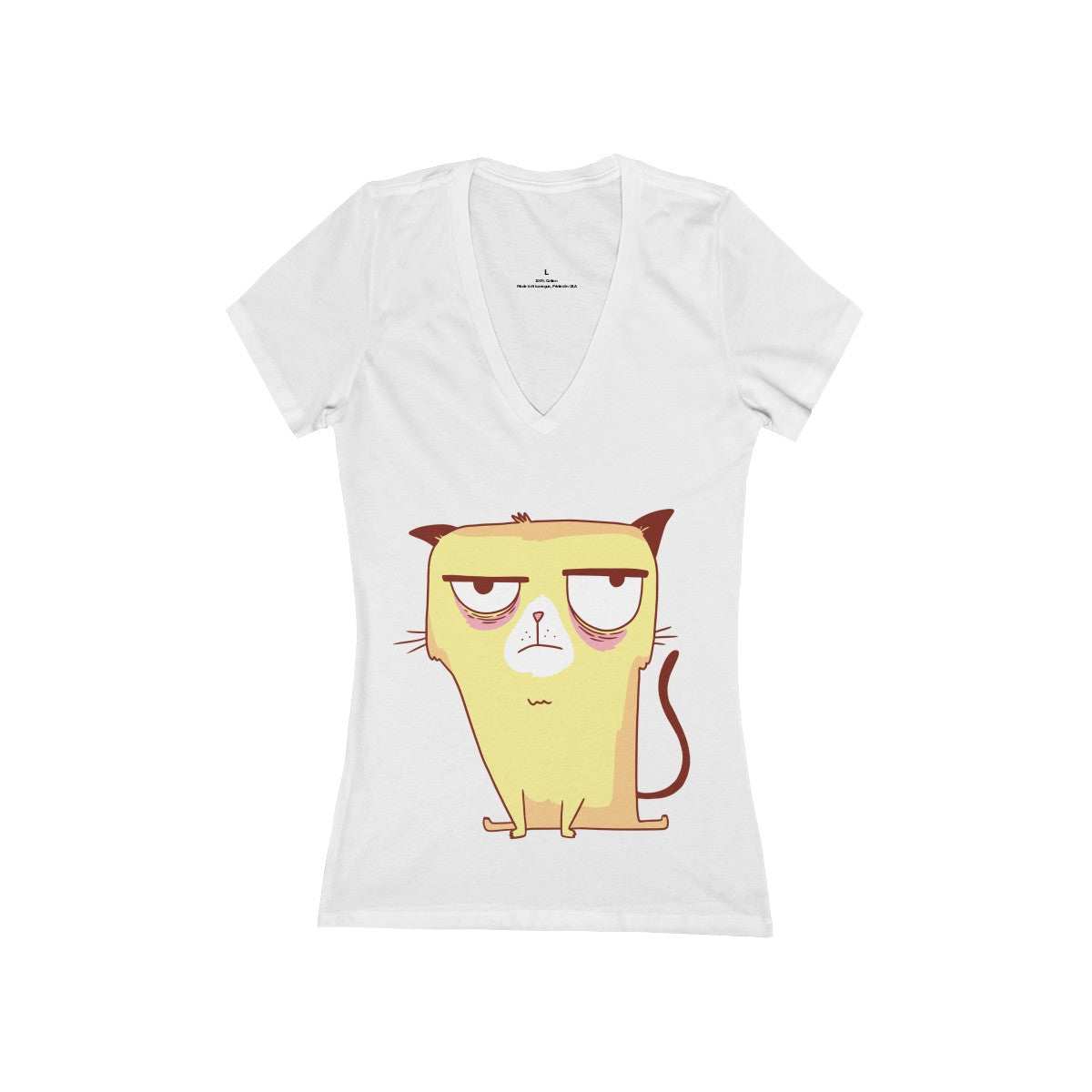 GRUMPY GATO <br>women's jersey <br>short sleeve <br>deep V-neck tee