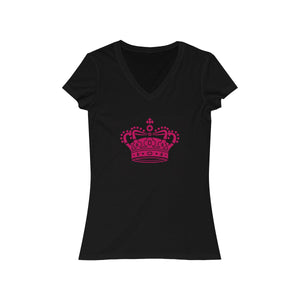 PINK CROWN <br>women's jersey <br>short sleeve <br>V-neck tee