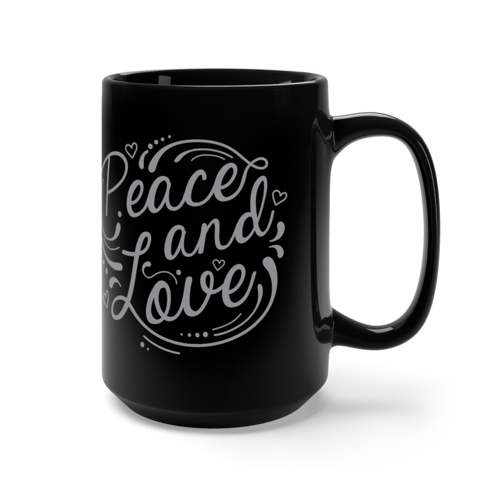 PEACE & LOVE <br>black mug (15oz)